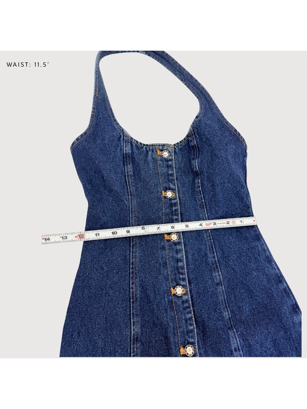 Lioness Kenny Indigo Denim Halter Button Maxi Dress XS - Picture 8 of 9